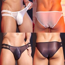 Men's Shiny Bulge Pouch Panties Thongs Low Rise Briefs T-back Bikini Underwear;