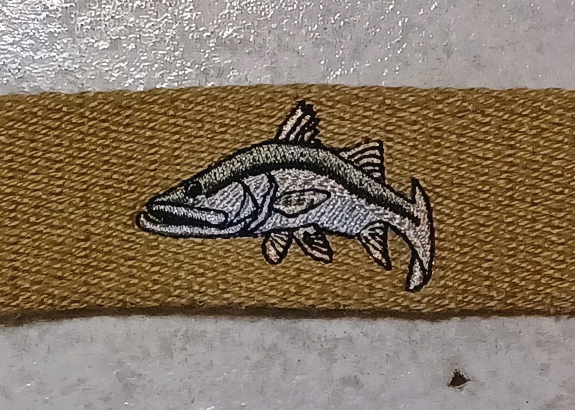 Vintage Beige "Snook" Embroidered Fishing Belt, No Maker's Mark