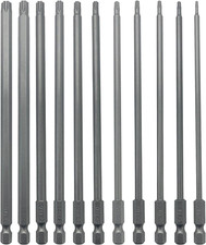 6" Long Torx Bit Set 11 Piece Torx Head Screwdriver Bit Set with 1/4 Inch Hex Sh