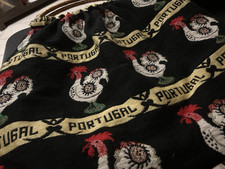 Embroidered Rooster Top Handle Bag Drawstring Closure Black Red Green Beige