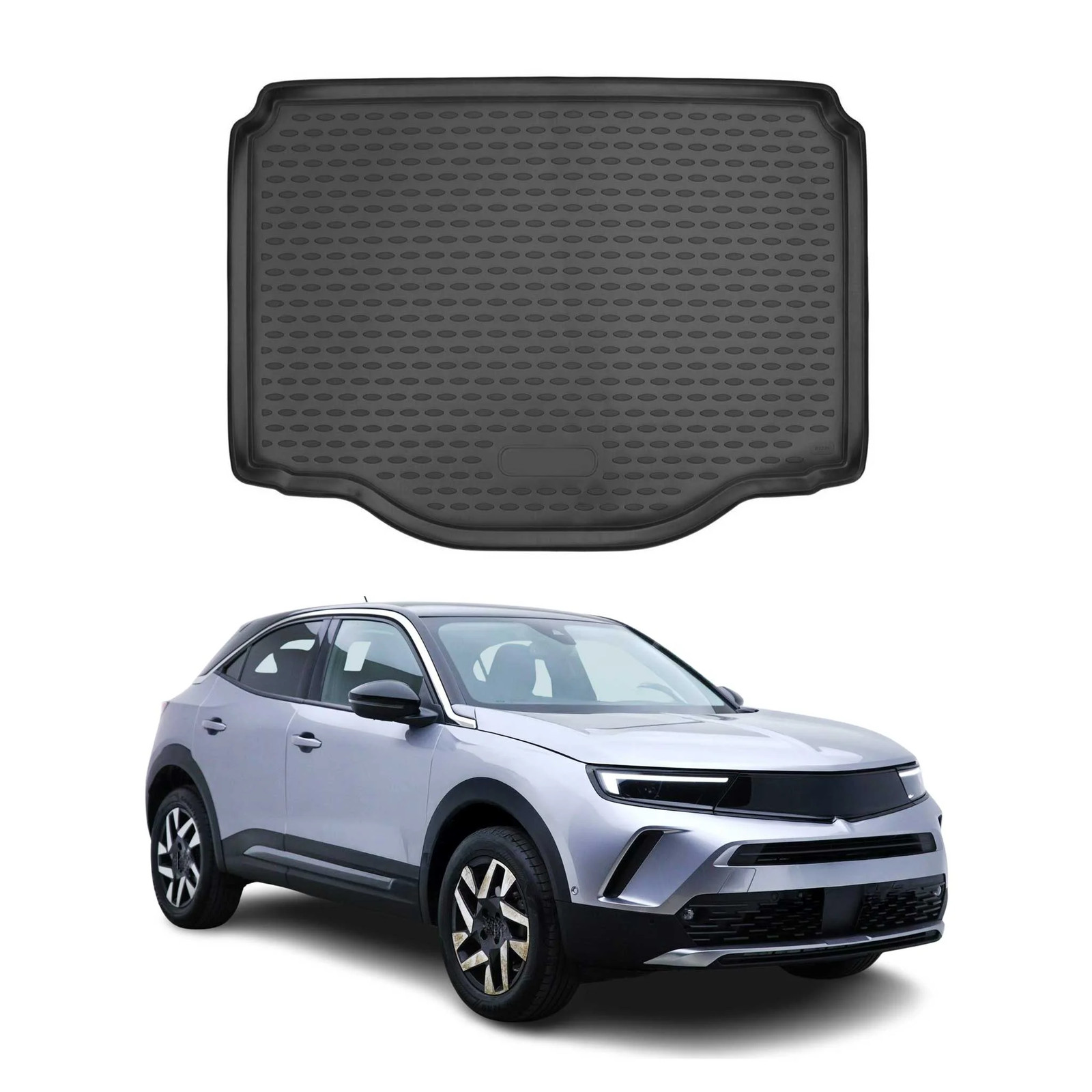 Tapis de coffre sur mesure en caoutchouc pour Opel Mokka 2019-2021 coloris noir
