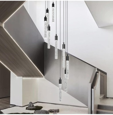 9-Light Modern Living Room Chandelier Crystal Pendant Lights Black Zhllmq NEW