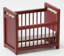 Classics by Handley Dollhouse Miniature Crib, Mahogany