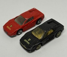 Lot Of 2 Vintage 80s Ferrari Mattel Hot Wheels Red Black Metal