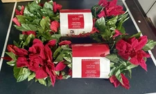 2 Ashland Poinsettia Garland 6ft  Red Christmas Flower Chain Garland Brand NEW