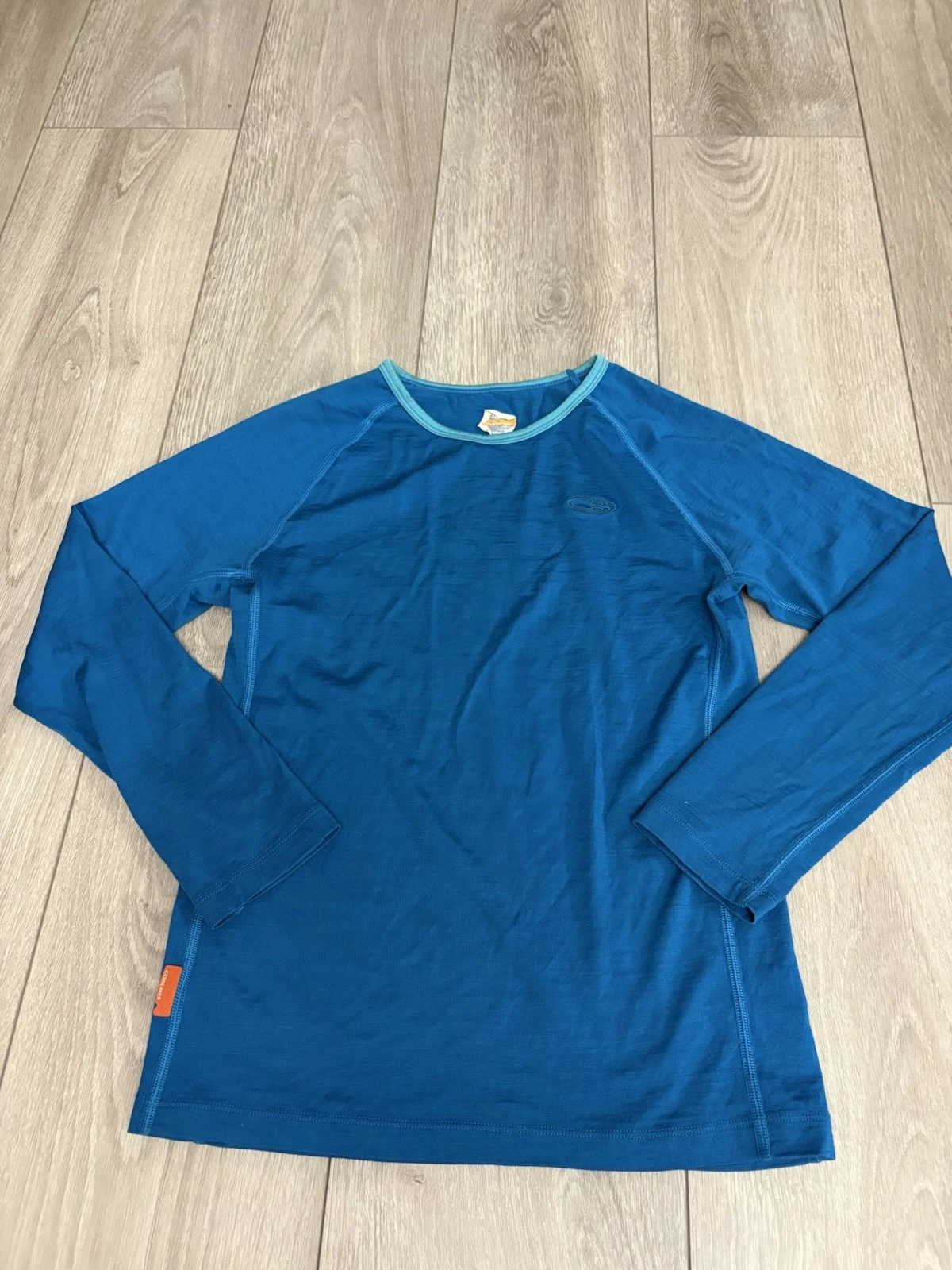 Icebreaker Merino Kids 100% Wool Base Layer Top Size 13-14 T-Shirt Blue