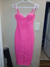 Fashion Nova Victoria Bandage Midi Dress - Pink Xs