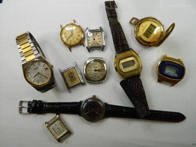 10 VINTAGE ELGIN ART DECO SEIKO SQ HELBROS TIMEX MENS WATCH LOT - PARTS REPAIR