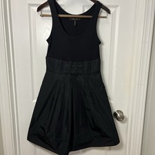 BCBG MAXAZRIA Black Tank Pleated Taffeta Tulle Little Black Dress Size 4 Preppy