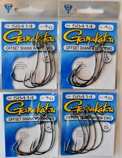 Lot of 4 GAMAKATSU 4/0 OFFSET SHANK WORM EWG Hooks with 5 per pack