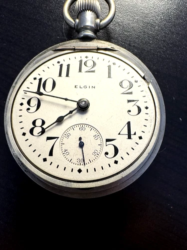 Antique 1910 Elgin 18s Pocket Watch – 17 J Model 5 with Keystone Silveroid Case