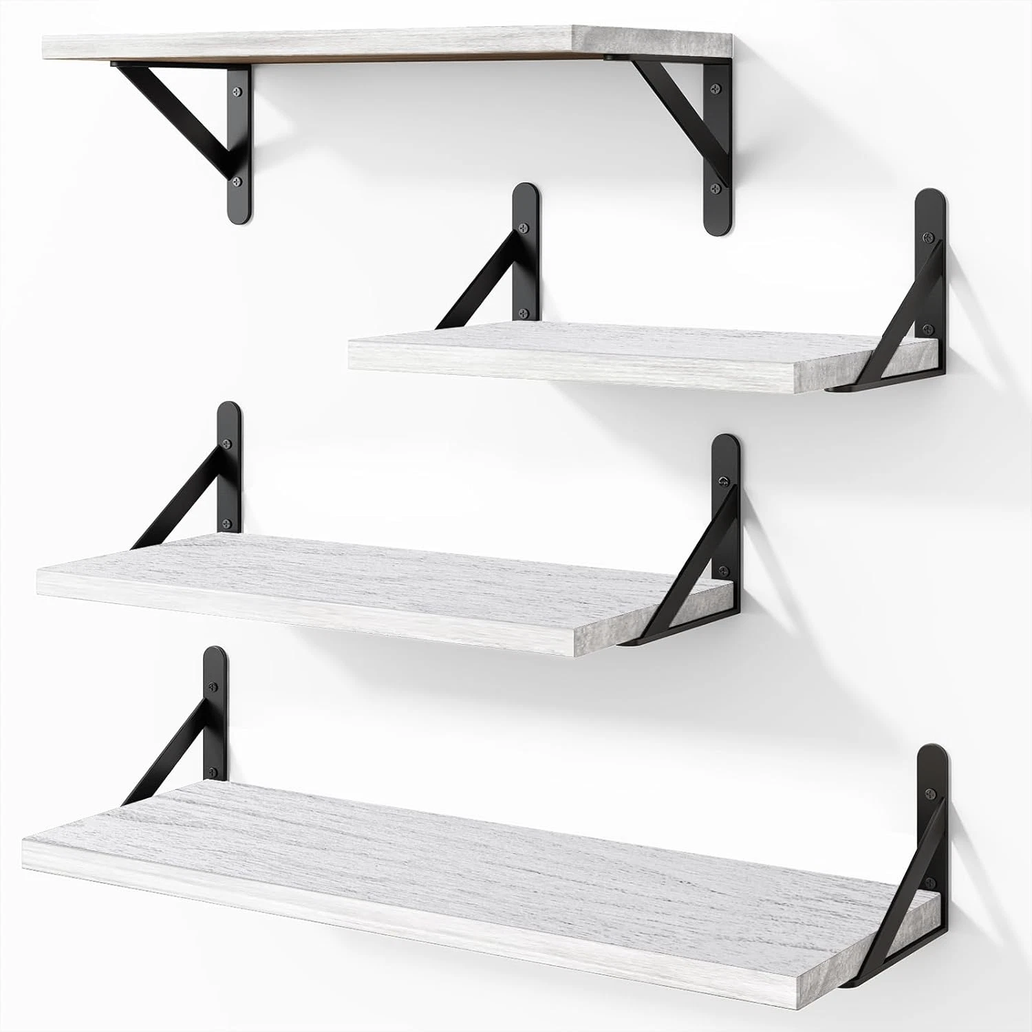 Floating Shelves for Wall, Different Sizes Rustic White Wall Shelves for Living