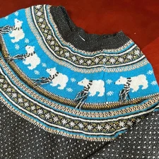 Girls Holiday Time Polar Bear Fair Isle Knit Cozy Sweater Winter (XLarge 16-18)