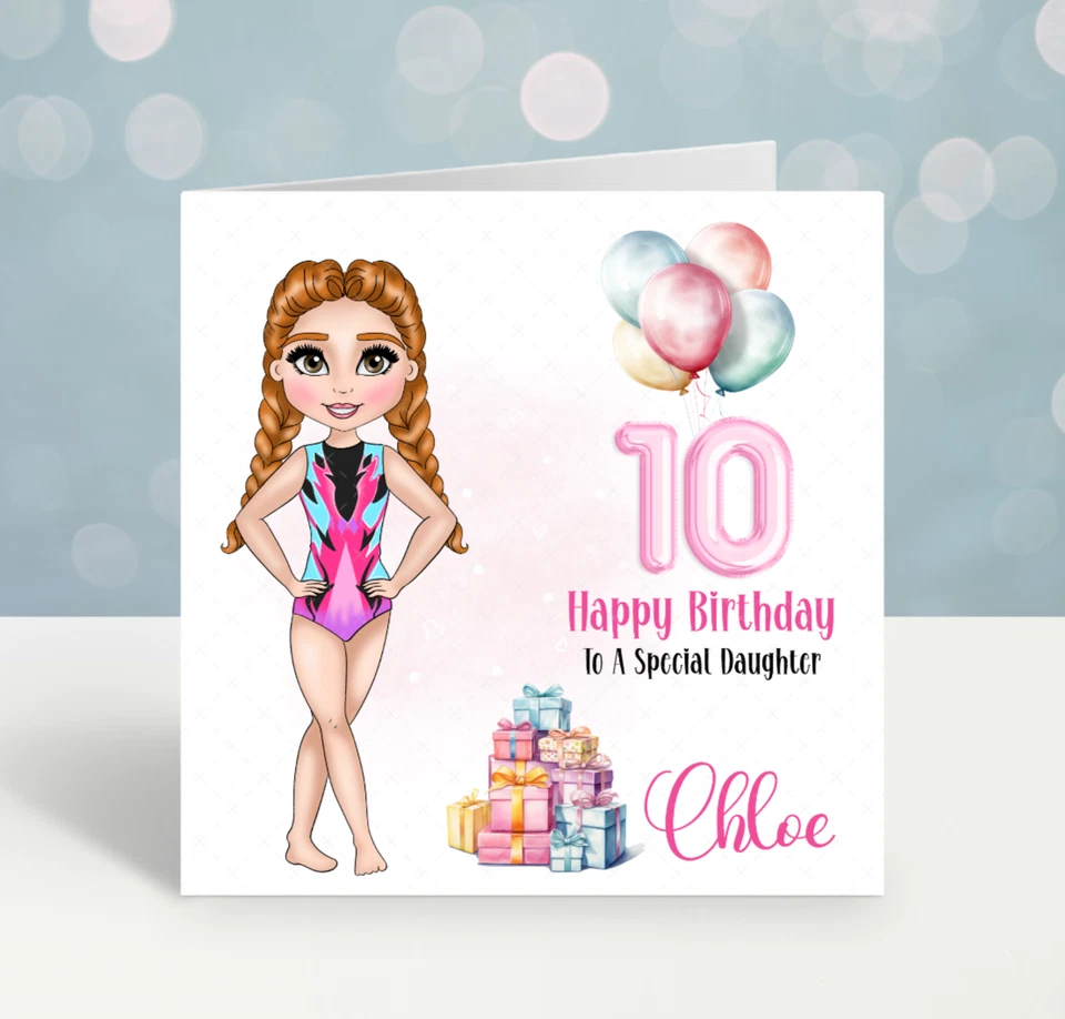 Girls Gymnastics Birthday Card Gymnast Daughter Childrens Niece Friend Sister - Image 3 of 4