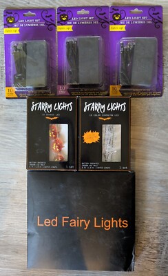 LED Lighted Twinkling Fairy Lights New Halloween Pumpkins Spiders 17 Total Sets