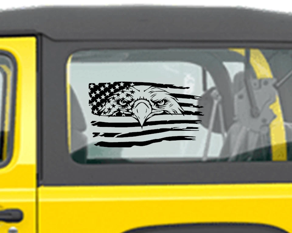 EAGLE EE. UU. Bandera Capucha Ventana Vinilo Racing Stripe 10"x17.25" (Se adapta a Jeep Wrangler) Foto 3 de 4