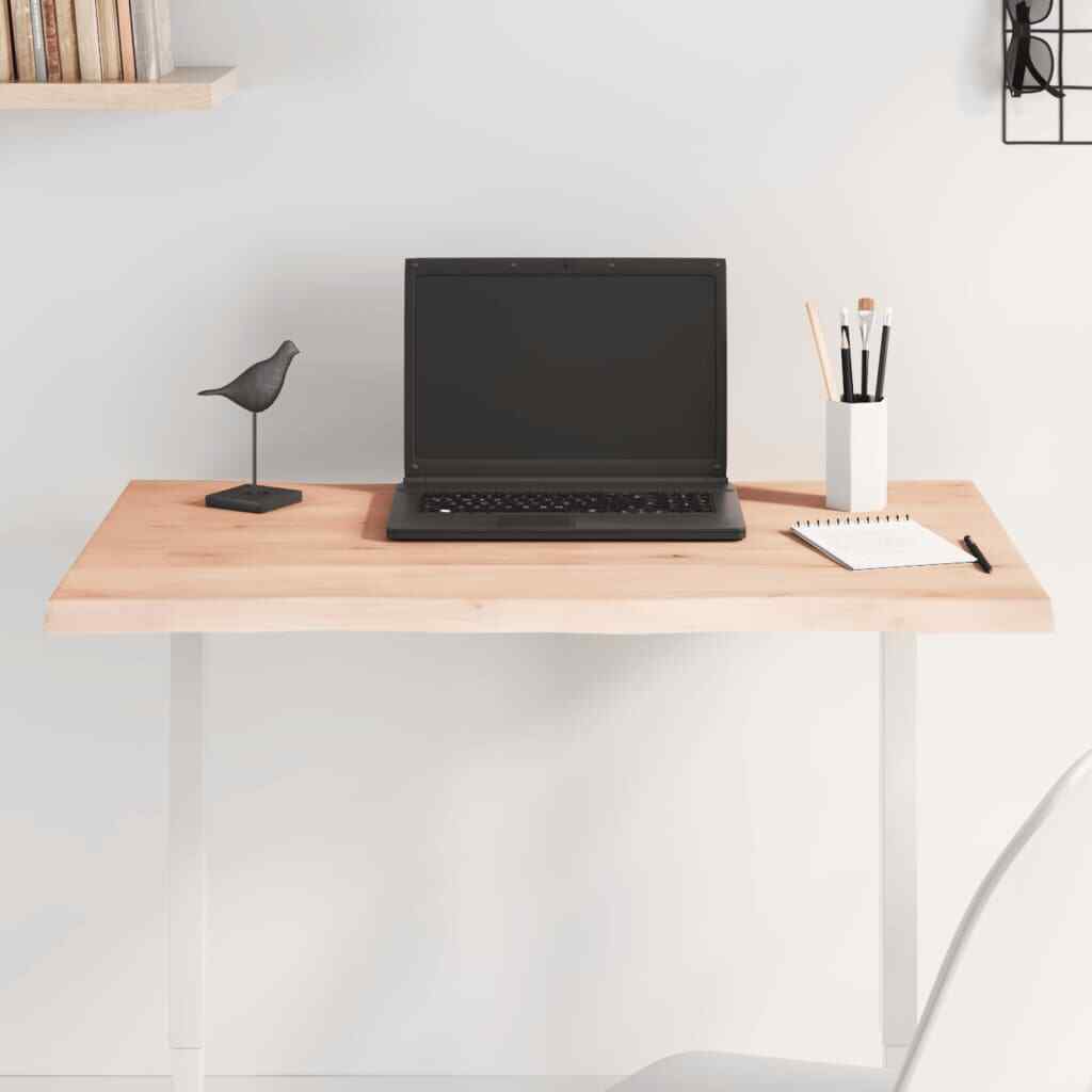 vidaXL Table Top 80x50x2 cm Untreated Solid Wood Oak Live Edge