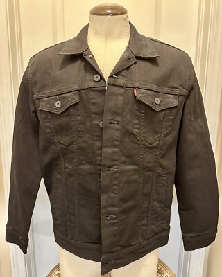 LevIs Trucker Denim Jacket XL Black Yellow Skull Design 723340223