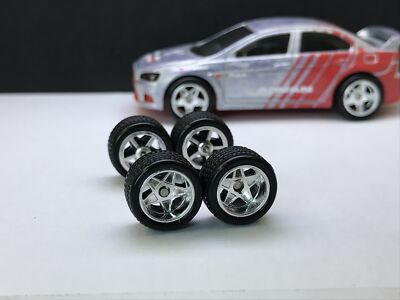 R289 Hot wheels 1/64 # Star Chrome 12mm Long axis, Real Riders Rubber Wheels
