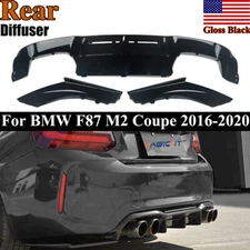 FOR 2016-2020 BMW F87 M2 M2C PERFORMANCE STYLE GLOSS BLACK REAR BUMPER DIFFUSER