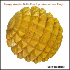ACS Energy Wooden Ball for Hand  Foot  Free 5 Pcs Sujok Rings For Acupressure