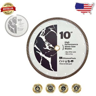 Premium 10'' Turbo Segment Diamond Blade for Engineered Stone Cutting - Wet/Dry