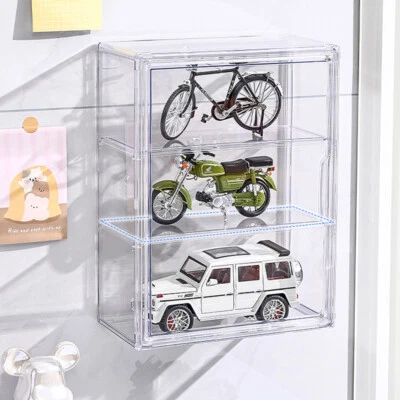 Display Case Dustproof Box Plastic Clear Collectibles Model Rectangle 3 Layer