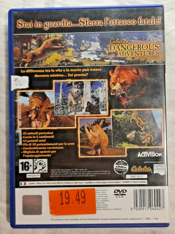 Gioco Sony PS 2 Playstation 2 CABELA'S DANGEROUS ADVENTURES Manuale Incluso - Immagine 3 di 3