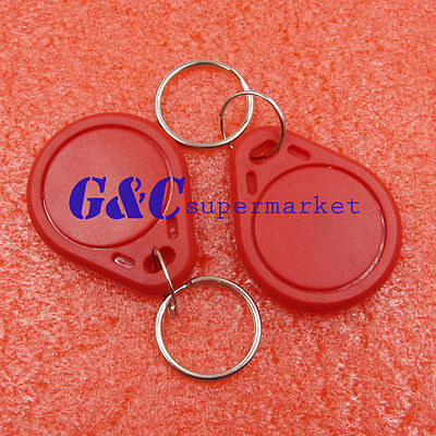 20PCS  Red RFID Sensor Proximity Card IC Key Tags Keyfobs Keychain 13.56MHz