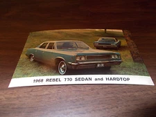 1968 AMC Rebel 770 Sedan and Hardtop Vintage Advertising Postcard