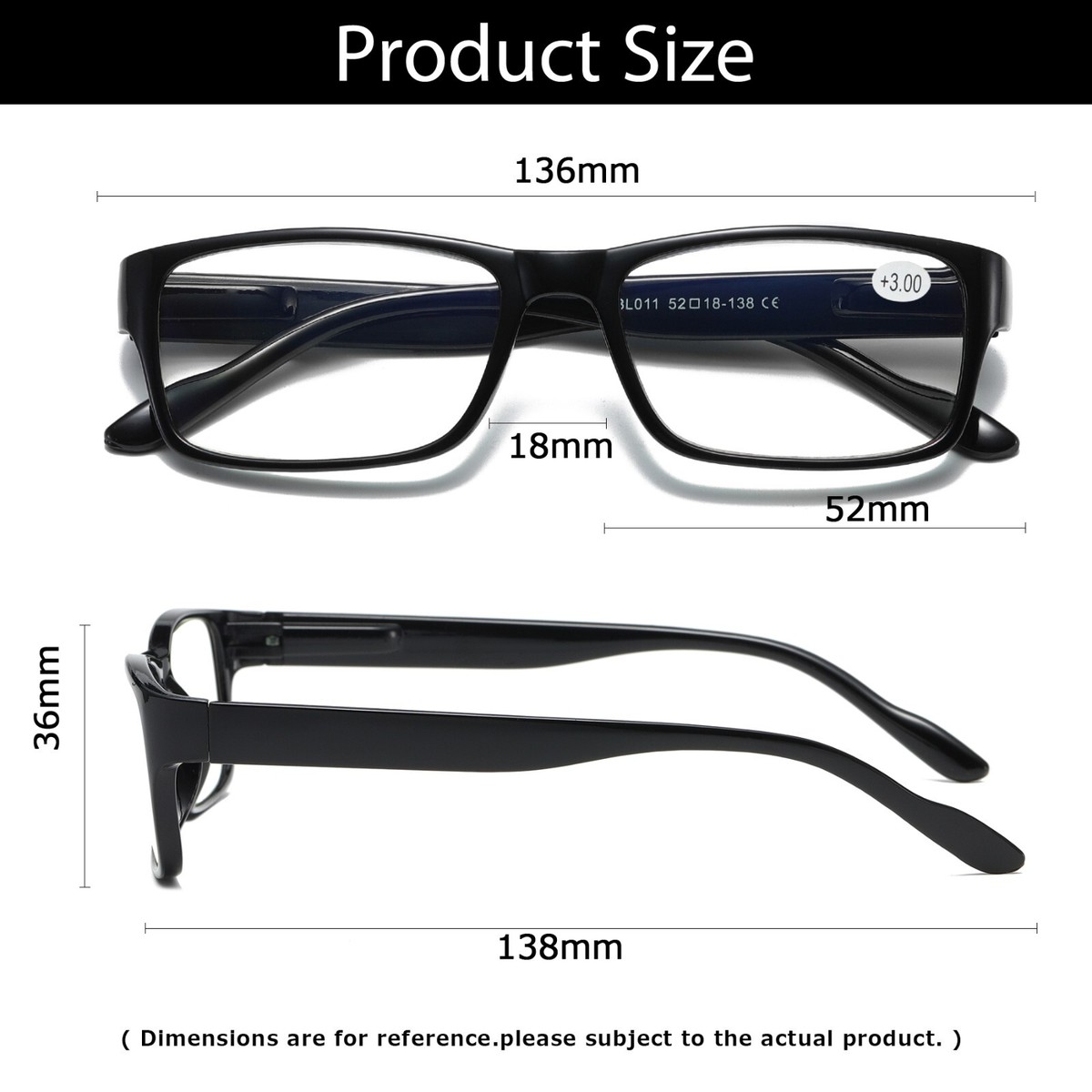 Lot De 4 Lunettes De Lecture + 1 Solaire - Puissance +1.50 - Couleurs Noir, Gris, Bleu Marine - Charnières Ressort