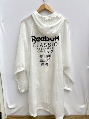 Reebok Classics GP Poncho White Hooded Nylon Windbreaker DJ1888 Unisex Large