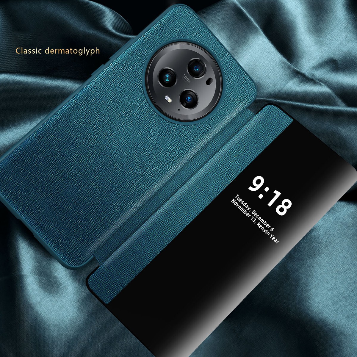HONOR Magic5 Pro 大陸版 12/256 ケース付き For Honor-Magic 5 pro, Luxury Flip Leather Smart View Wallet Slim