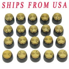 20* Guitar AMP Amplifier Knobs Black w/Gold Cap Push on Knobs for Marshall