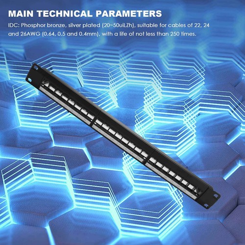 19Inch 1U Cabinet Rack Pass-Through 24 Port CAT6 Patch Panel RJ45 contact7483 - Photo 7/8