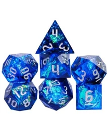 Azure Cosmos Sharp Edged 7 Dice Set Poly RPG DnD Dungeons Dragons AD&D Dispel