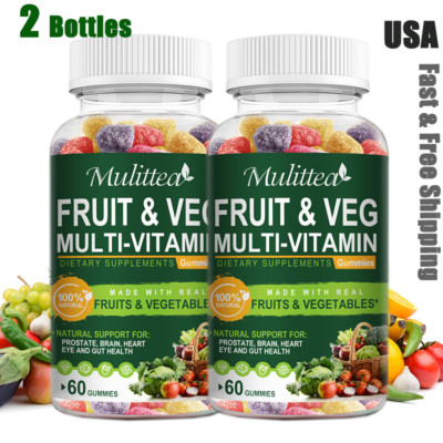 Natural Fruits and Veggies Whole Food Supplement Daily Multi-Vitamin Gummies