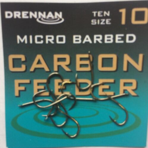 DRENNAN CARBON FEEDER  MICRO BARBED HOOKS- 10 PER PACK - Picture 1 of 1