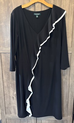 Lauren Ralph Lauren Size 16 Dress Ruffled V Neck Black Long Sleeve | eBay Lauren Ralph Lauren Size 16 Dress Ruffled V Neck Black Long Sleeve | eBay
