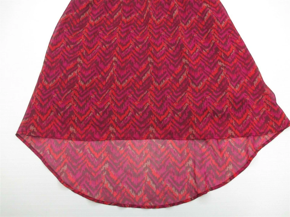 Vestido geo MOSSIMO para mujer talla M sin mangas alto-bajo Chevron rosa rojo Foto 3 de 4