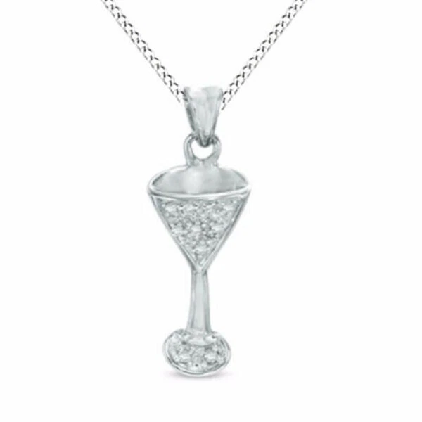 Diamond martini glass necklace Clearance