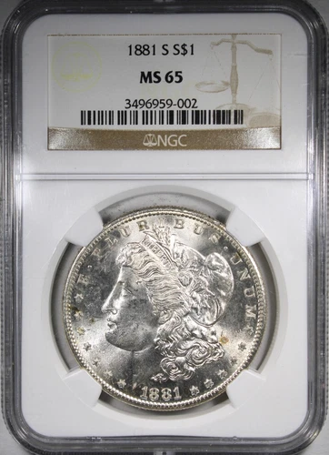 1881-S Morgan Dollar NGC MS65 Frosty Flashy Gem Great Luster