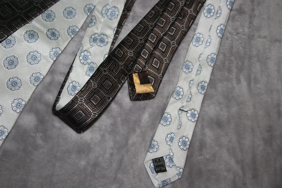 批量 2 件 真丝领带 Ike Behar Robert Talbott 花卉图案 领带 经典 复古 — 第 3/4 张图片