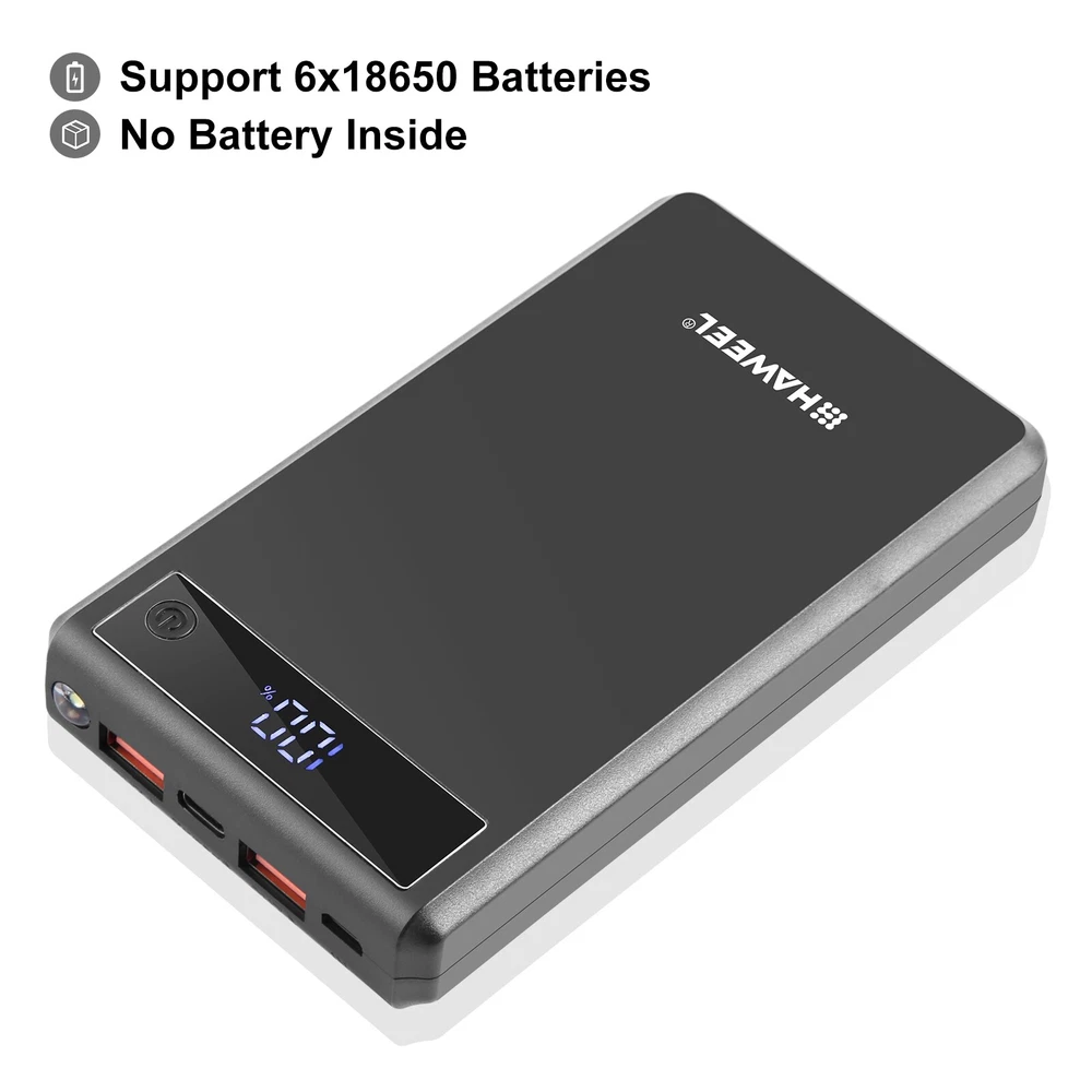 Power Bank Box Fast Charger Battery Case w/Display For HAWEEL 6 Cells 18650 Part Power Bank Box Fast Charger Battery Case w/Display For HAWEEL 6 Cells 18650 Part