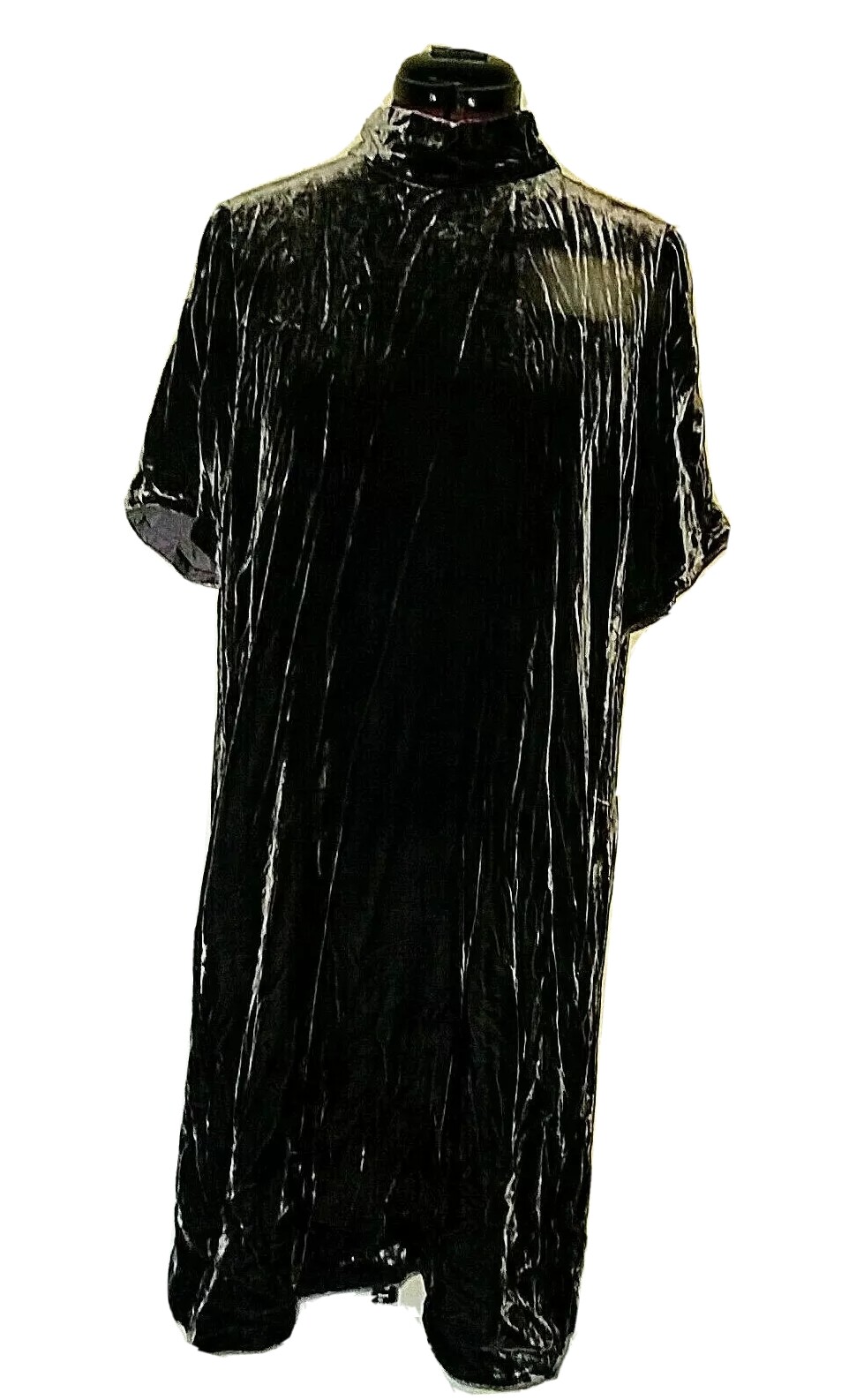 Eileen Fisher Womens Brown Velvet Dress Size Petite Medium Mock Neck Silk Blend