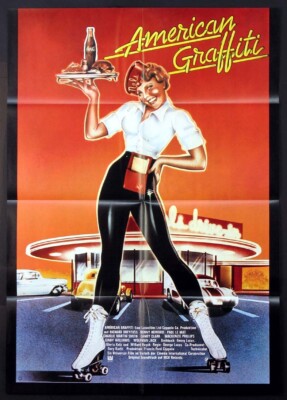 AMERICAN GRAFFITI CAR HOP DRIVE-IN ART 1973 GERMAN MOVIE POSTER | eBay