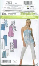 SIMPLICITY 4999 MISSES' PANTS/SHORTS & DRESS/TOP W/ VARATIONS SZ 12-18 UNCUT