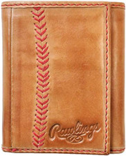 Rawlings Baseball Stitch Trifold Wallet Brown , Tan
