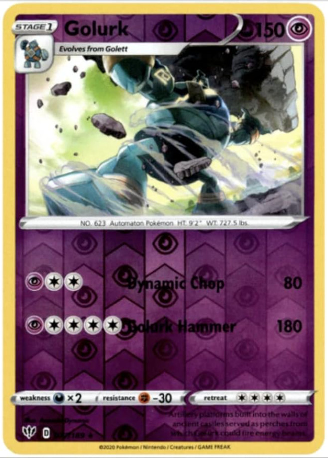 Pokemon -  GOLURK - 077/189 - Reverse Holo - Darkness Ablaze - NM/M - New