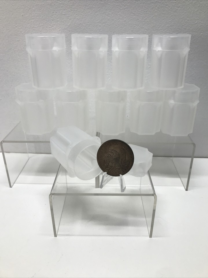Coin Storage Tubes For Kennedy Halves 10 Square Coin Tubes For US Half Dollars - Holds Franklin & Kennedy 1/2 Dollar Coins Round Tubes For Coins